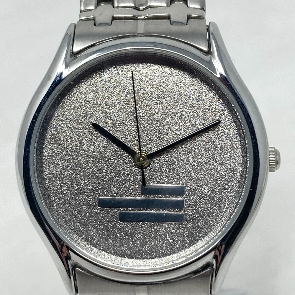 Vintage Montreux Watch Men Silver Tone 34mm Brushed Minimal New Battery 7.25